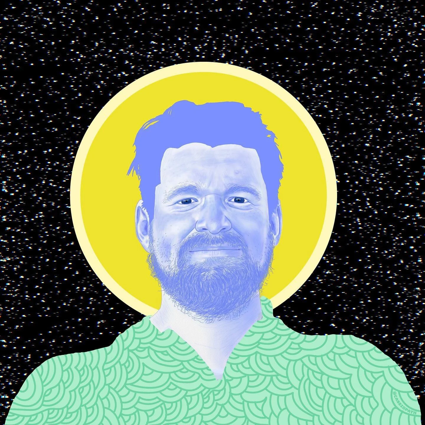 Myself, imagined by @cassiopath &amp; gifted by @kindredbones.
This is definitely one of the best presents I&rsquo;ve ever gotten. Along with the portrait, Cassie shares a time lapse of the illustration, set to the curated playlist she listened to wh