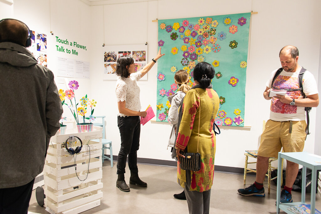 Marion describes the processes to make the wallhanging