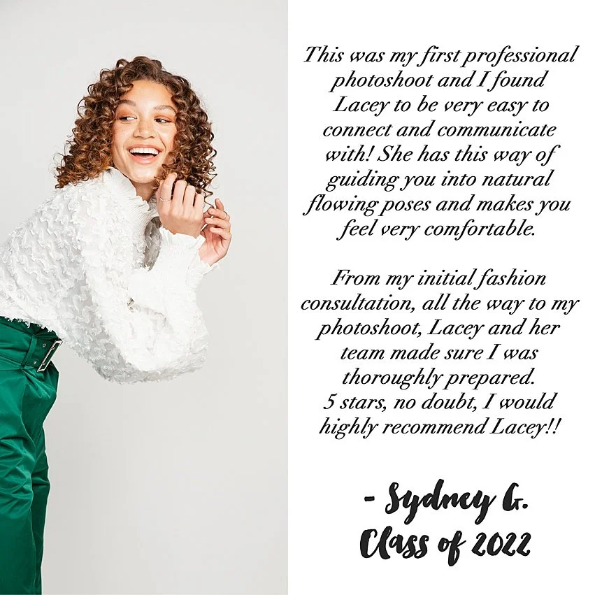 a confident teen girl laughing as she's looking off over her right shoulder. She has curly hair and an elegant persona.