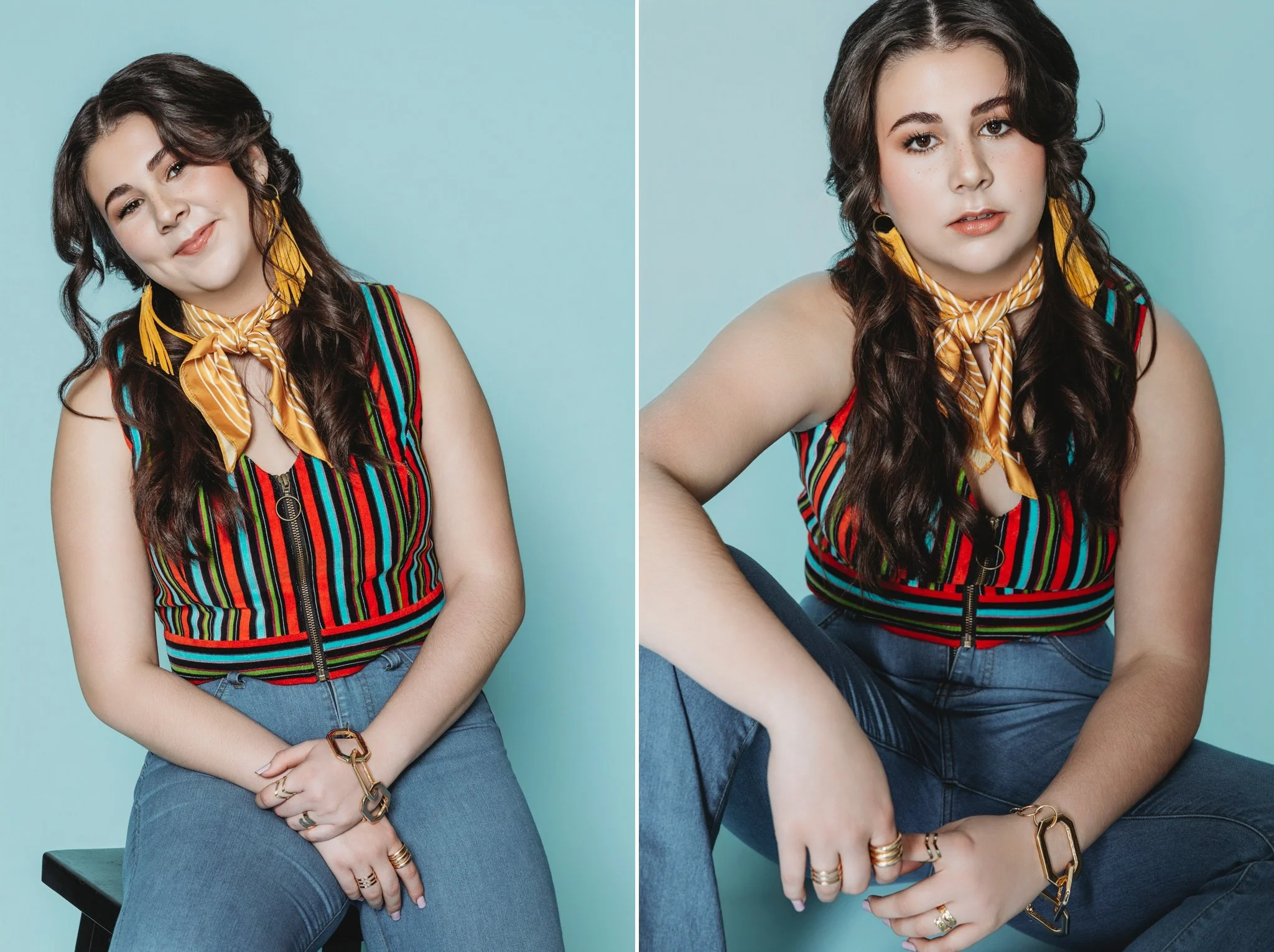 Editorial fashion inspired senior portrait photographed in a Sacramento studio