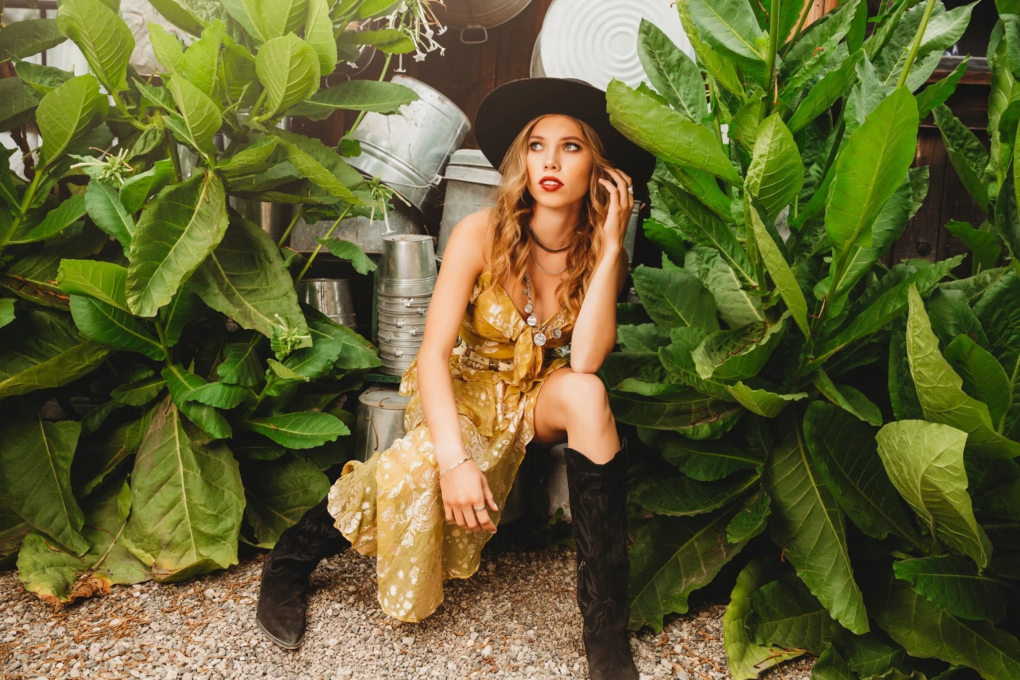 Stylish senior with personalized outfit at a scenic Sacramento location