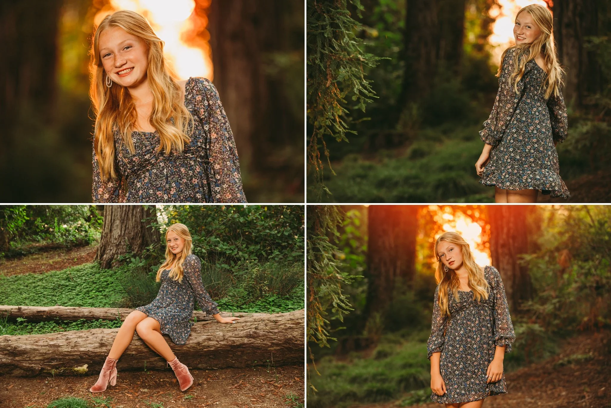 High school senior standing in a flower field during an outdoor senior portrait session in Sacramento