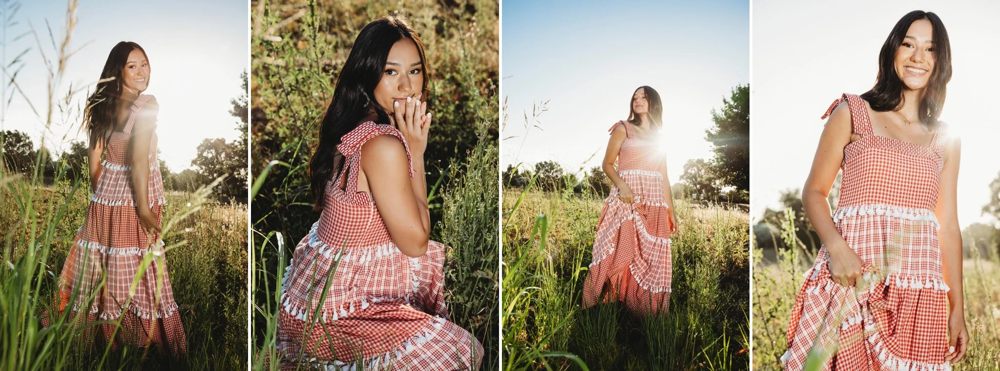 High school senior standing in a flower field during an outdoor senior portrait session in Sacramento