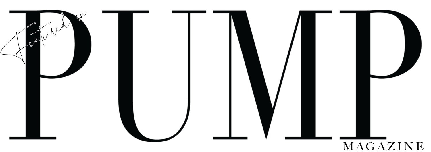 Cover of PUMP magazine featuring the words 'Feature in' handwritten on a black background with the magazine title in large, faint letters.
