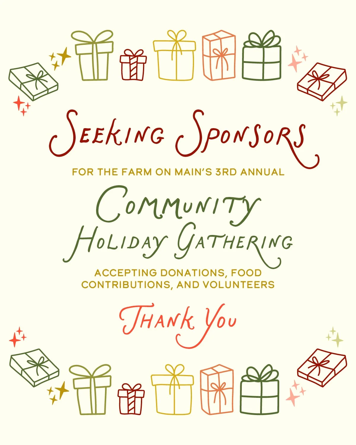 ✨ The season of giving is here, and our hearts (and farmhouse tables) are ready to welcome it!

This December, The Farm on Main and @sunnyraeskitchen will once again host our Community Holiday Gathering: a tradition built on bringing neighbors togeth