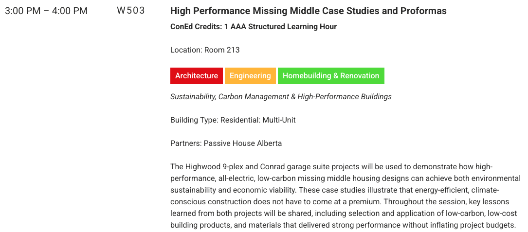 Coming Up Wed, Oct 21, 2026 - Buildex Presentation on Highland Park &amp; Conrad laneway suite learnings