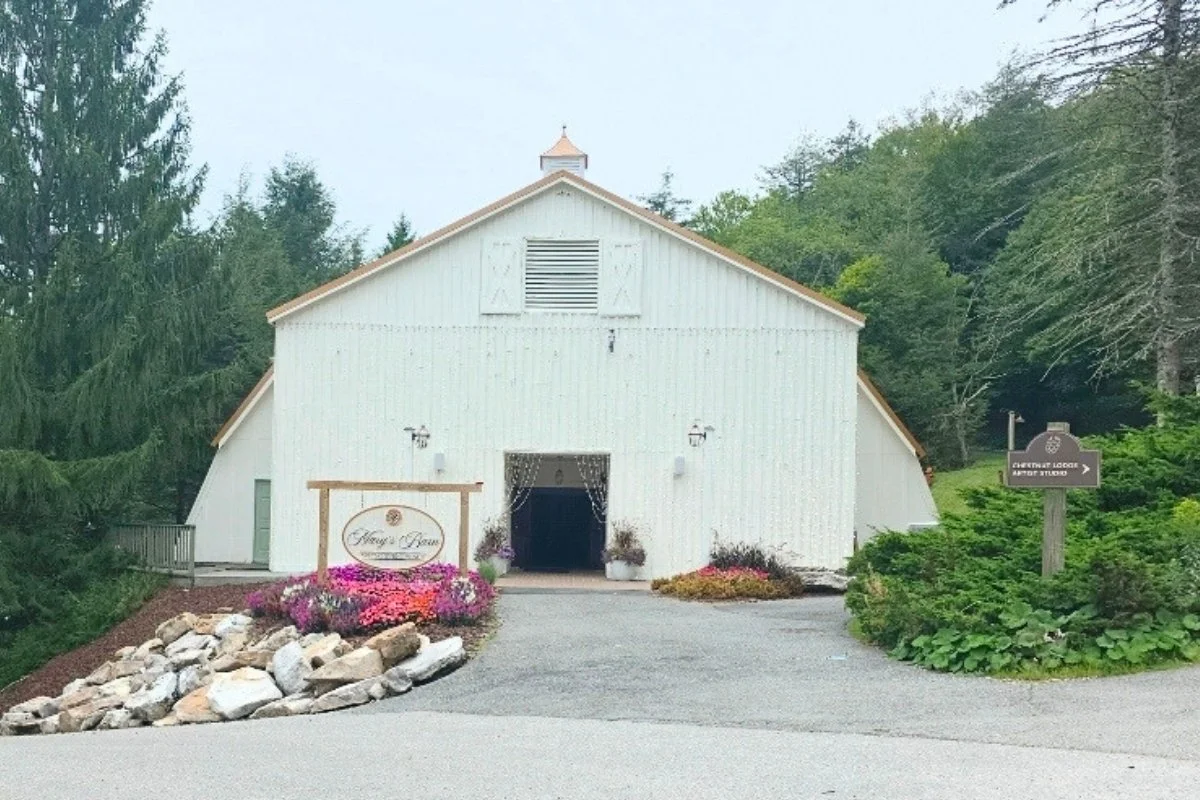 Exterior of Mary’s Barn dance hall at Mountain Lake Lodge