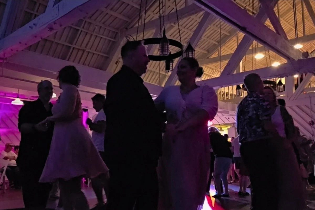 Leigh and Rich dancing together in Mary’s Barn during the Dirty Dancing weekend at Mountain Lake Lodge