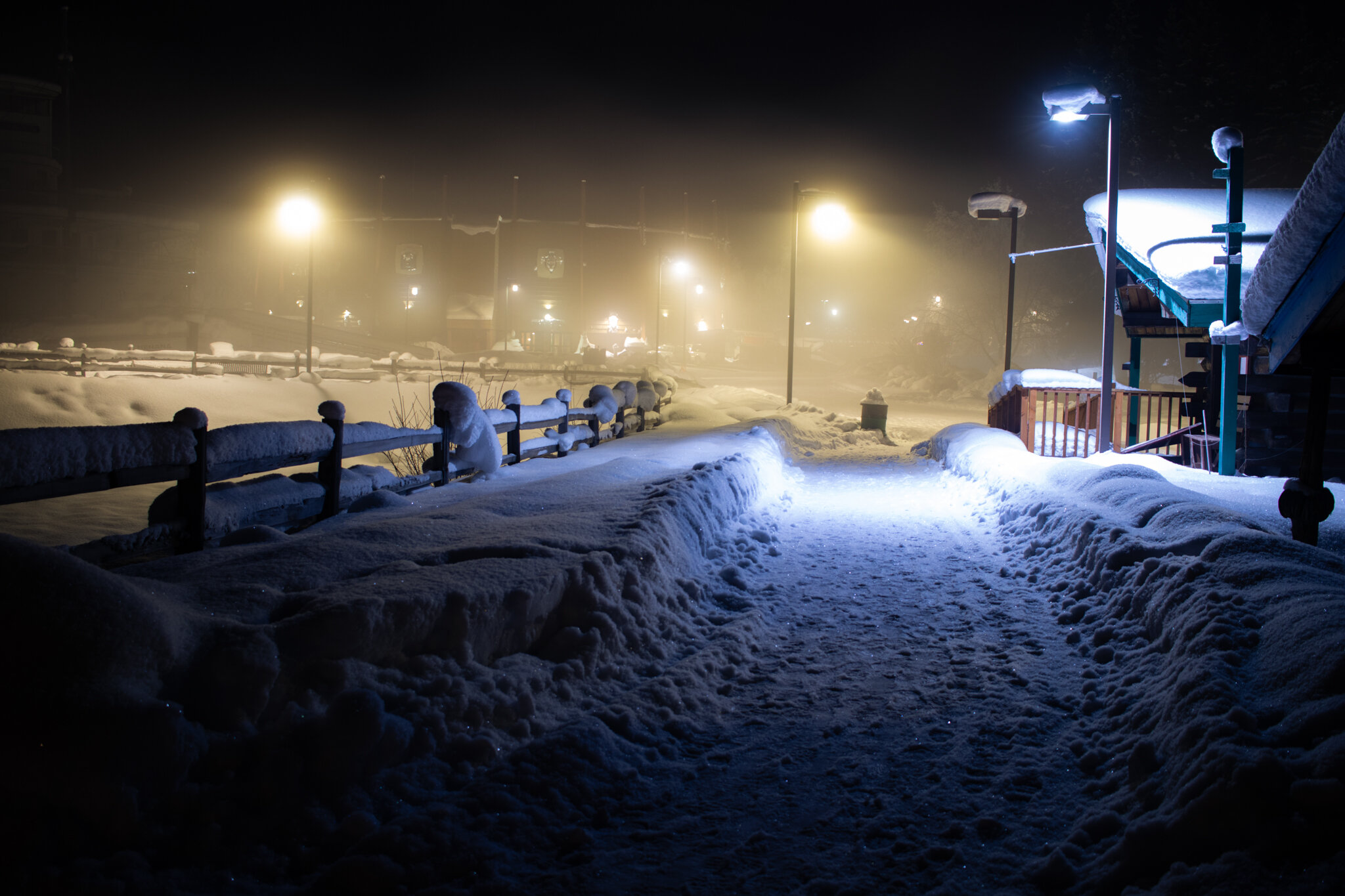 Not a soul around, but lights abound.