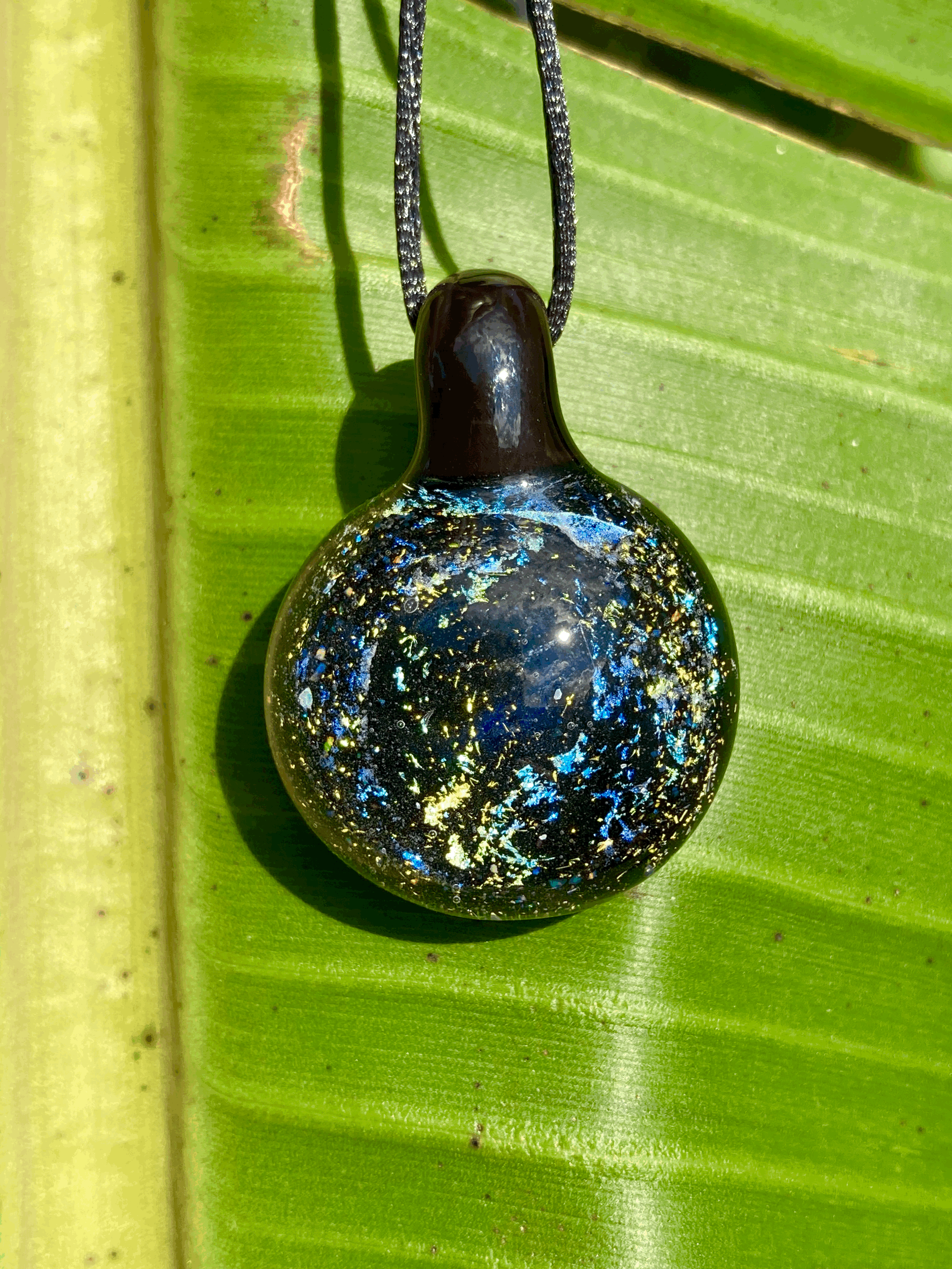 Obsidian Aurora Cremation Memorial Pendant