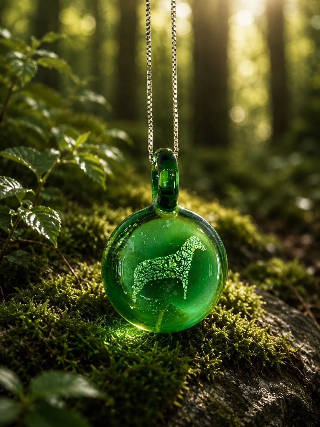 Dog Silhouette Cremation Memorial Pendant