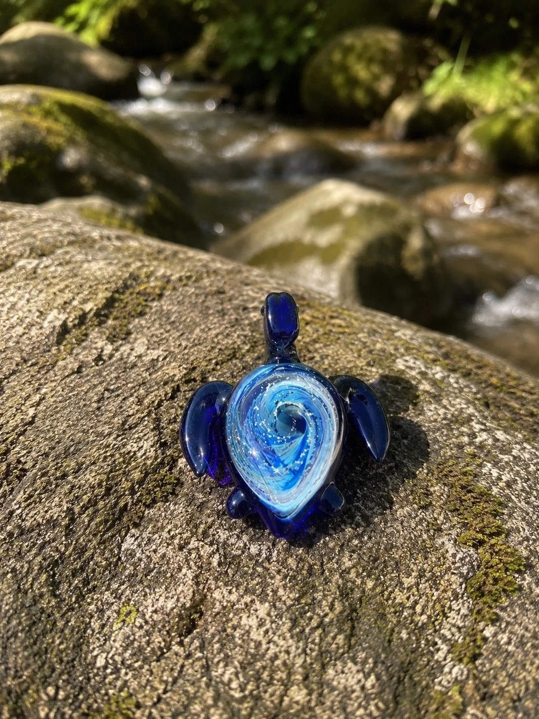 AquaVortex Sea Turtle Cremation Memorial Sculpture handcrafted with cremated remains and a swirling vortex design