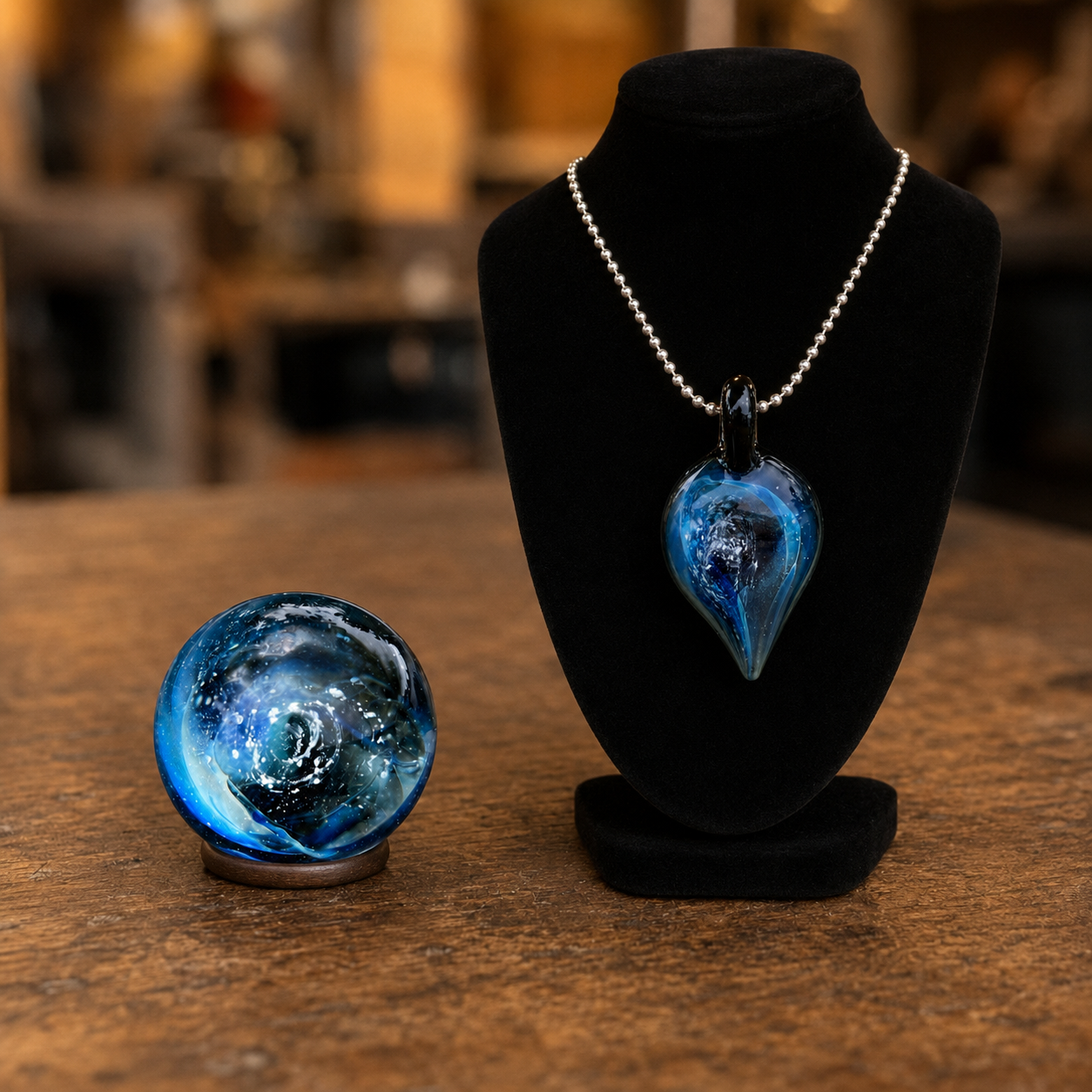 Heaven Cremation Memorial Marble & Teardrop Pendant Set