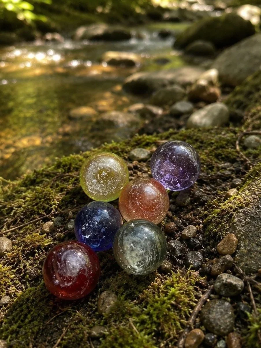 Rainbow Bridge Memory Cremation Memorial Marbles handcrafted with cremated remains to honor a beloved pet