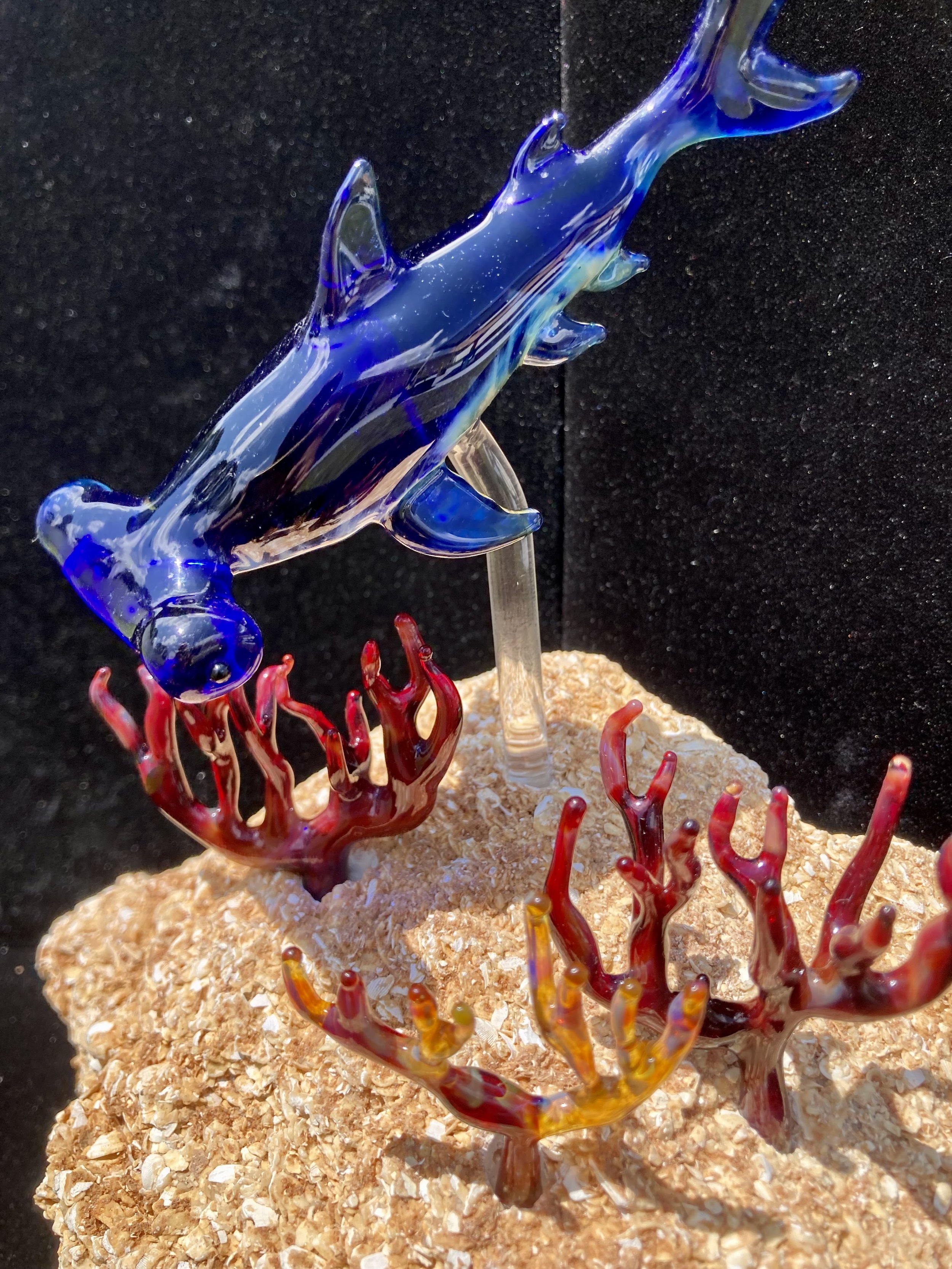 Hammerhead Shark Sculpture On Coquina