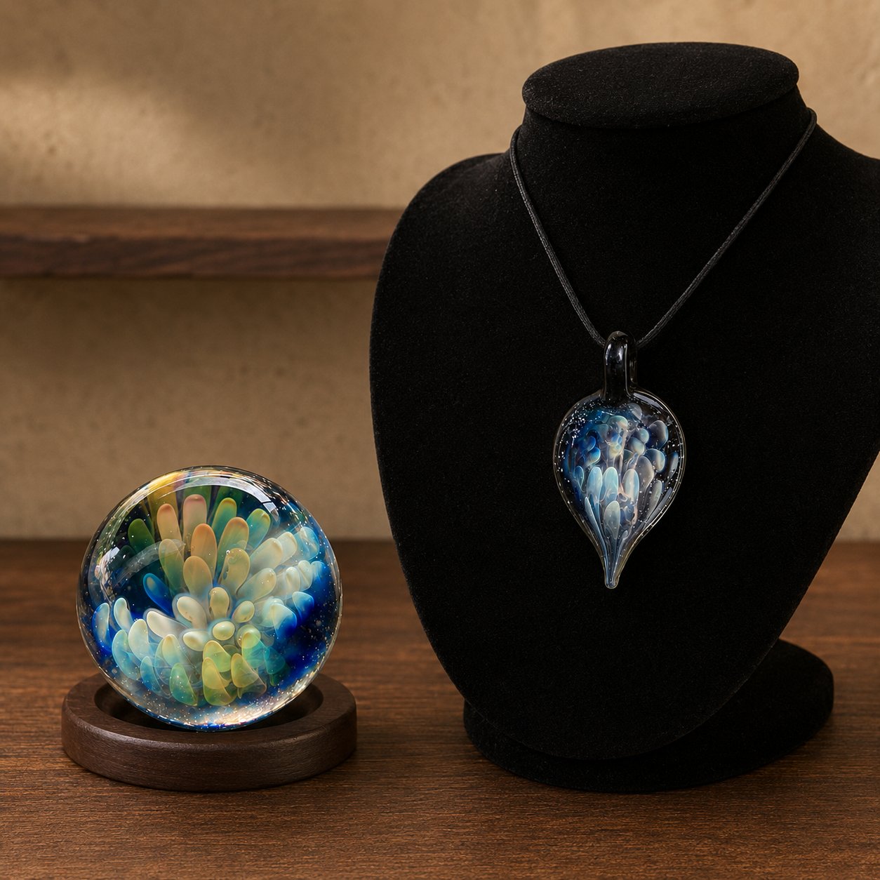Implosion Teardrop Cremation Pendant & Memorial Marble Set