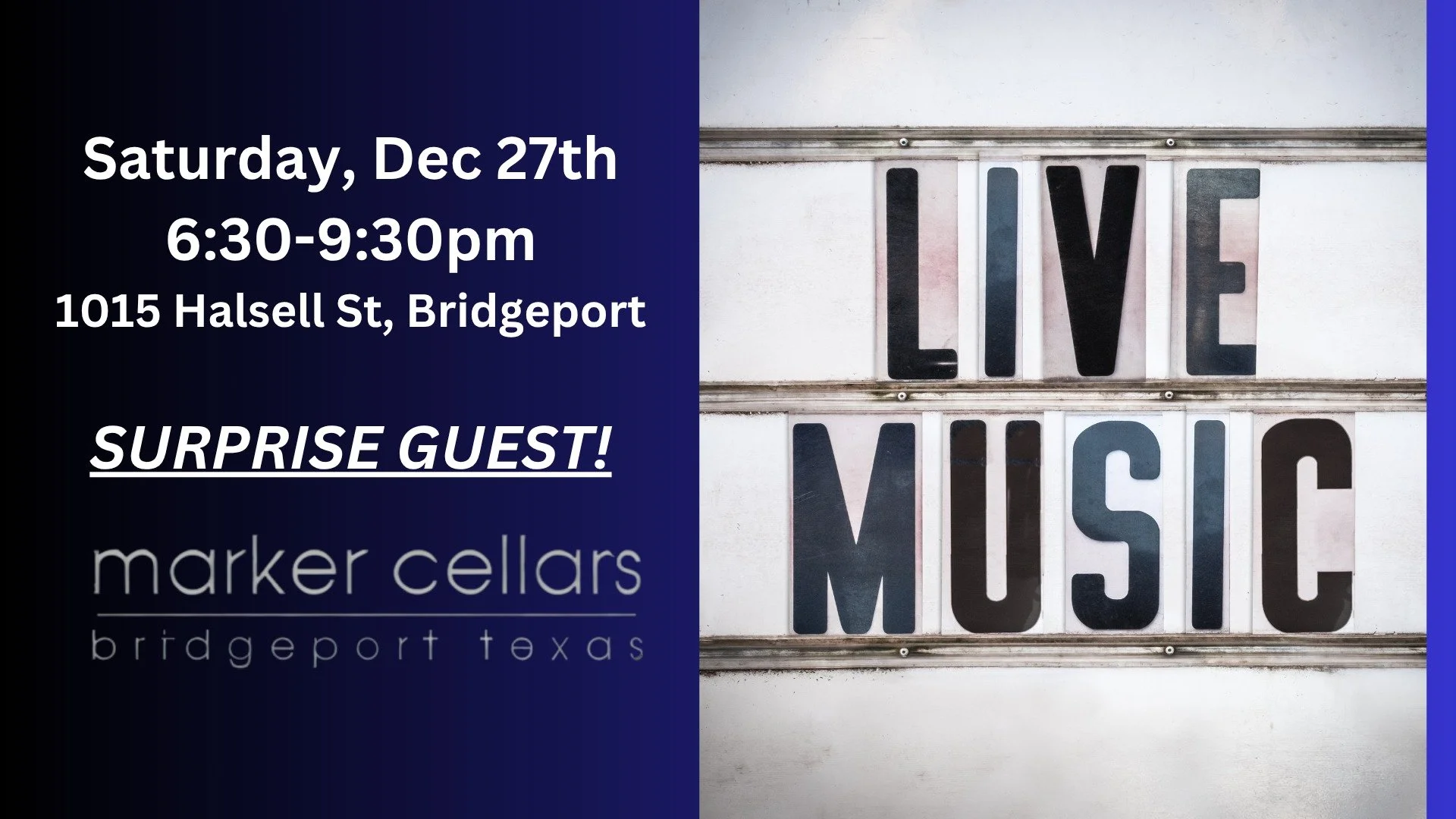 Live Music - SURPRISE ARTIST at Marker Cellars 