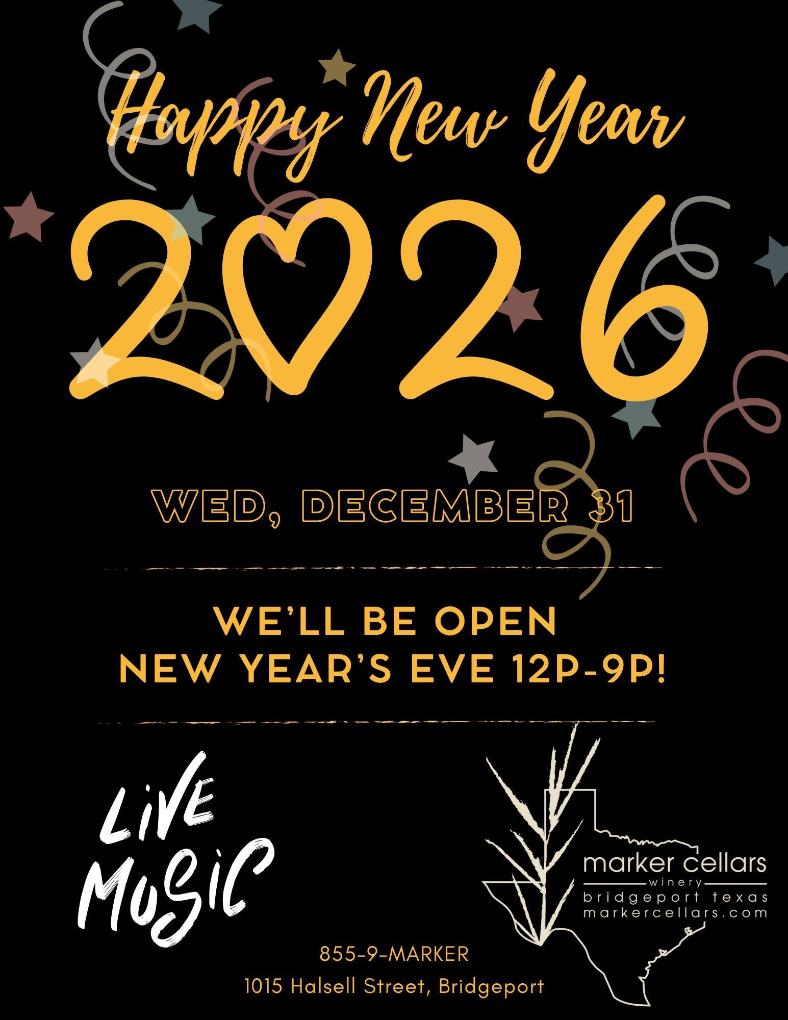 New Year's Eve Party &amp; Live Music: 12 p.m. - 9 p.m. 
