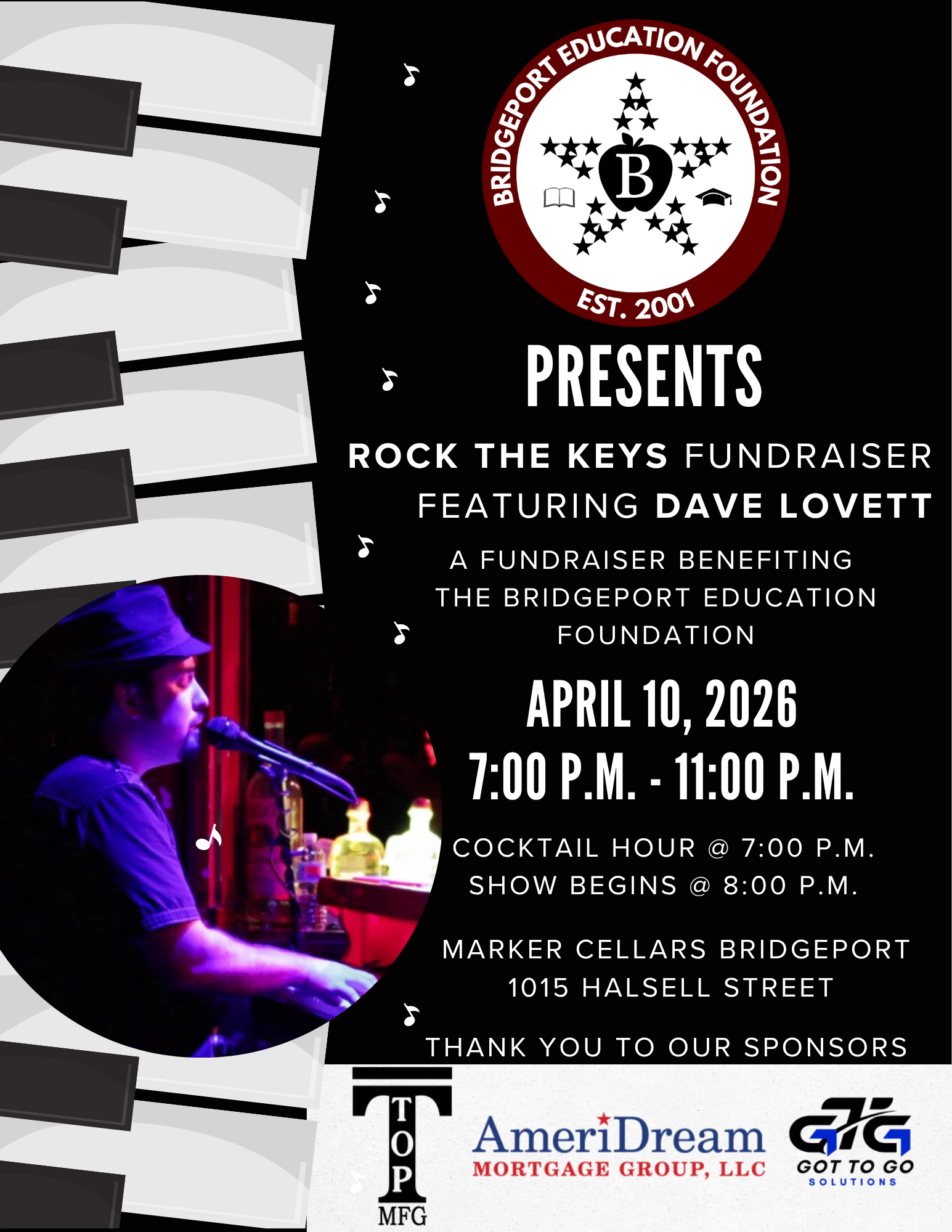 Rock the Keys Fundraiser for Bridgeport Education Foundation