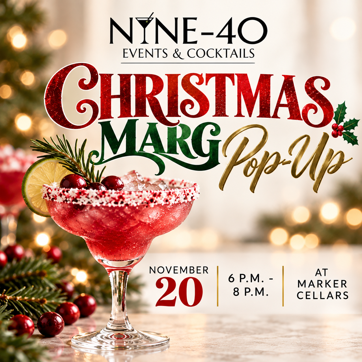Christmas Marg Pop Up at Marker Cellars 