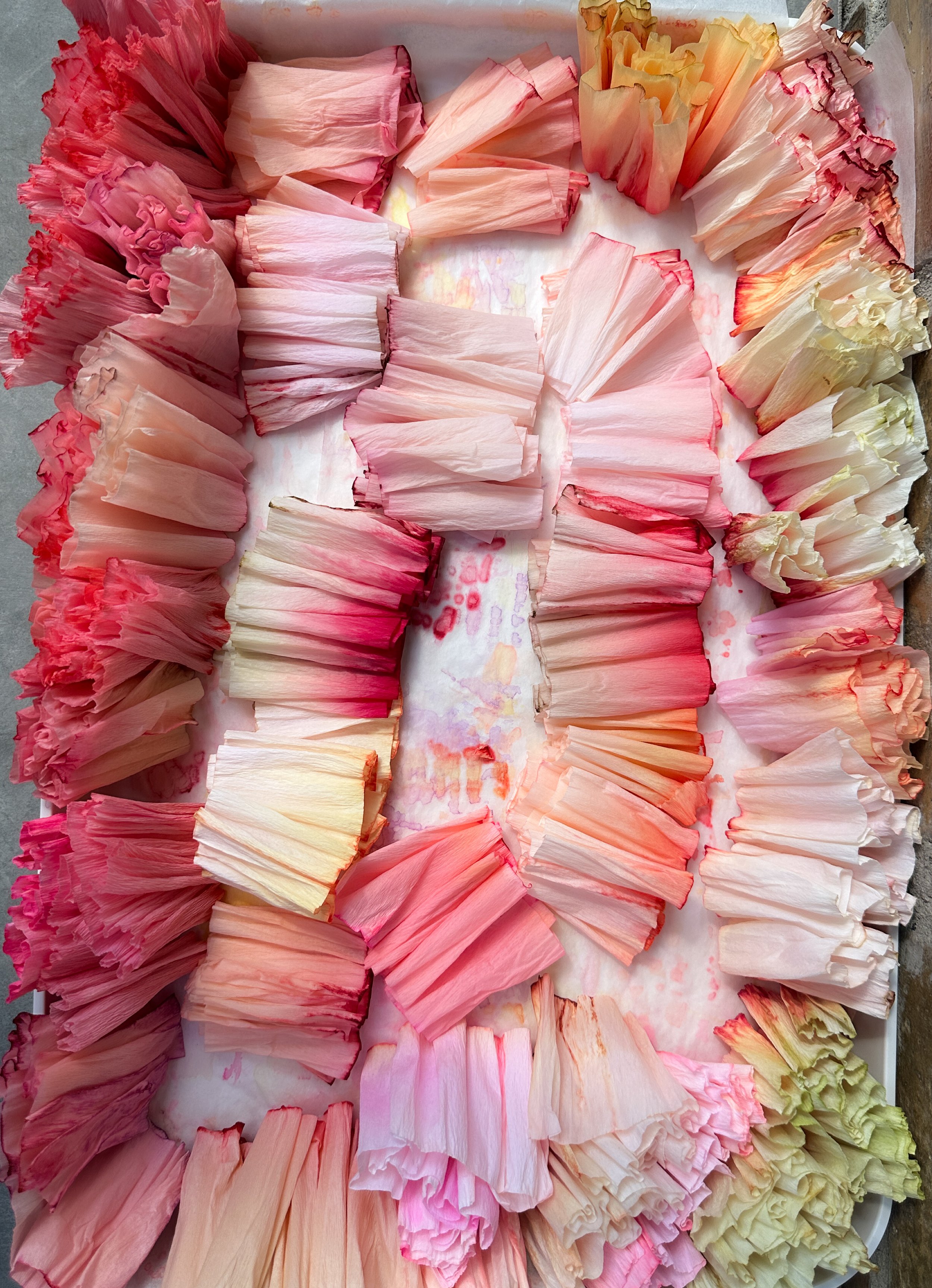Indfarvet crepe papir til papirblomster
