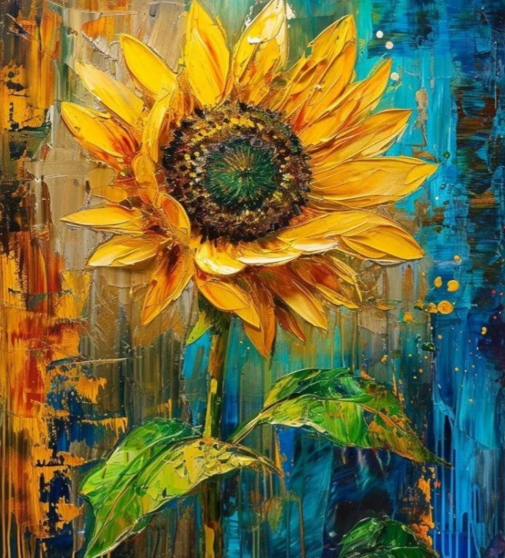 Painterly Sunflower Acrylic, Jul 11