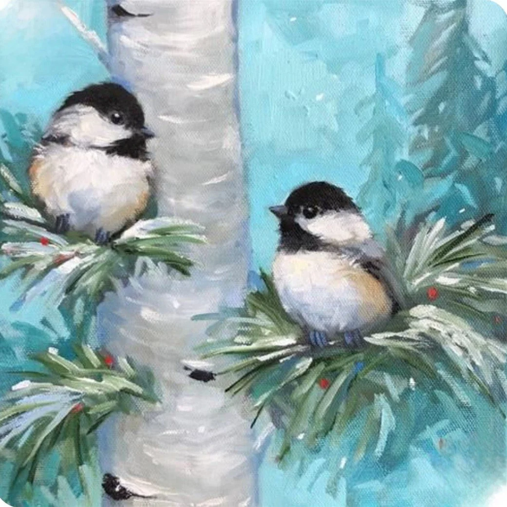Snow Birds Acrylic Painting, Jan 3