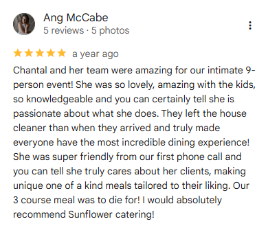 5 Star Google Review from Ang McCabe