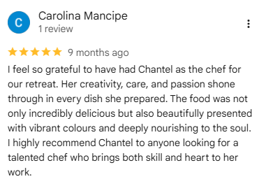 5 Star Google Review from Carolina Mancipe