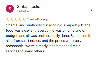 5 Star Google Review from Stefan Leslie