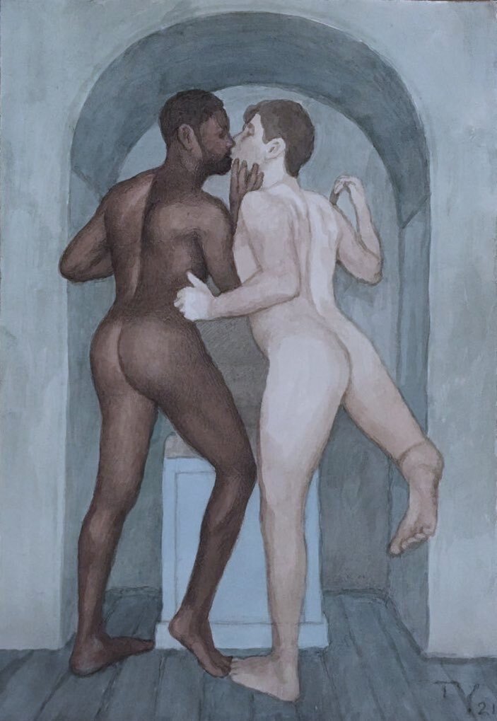 Todd Yeager_'Cabana Kiss 2' watercolor 6%22x8%22 2021.jpeg