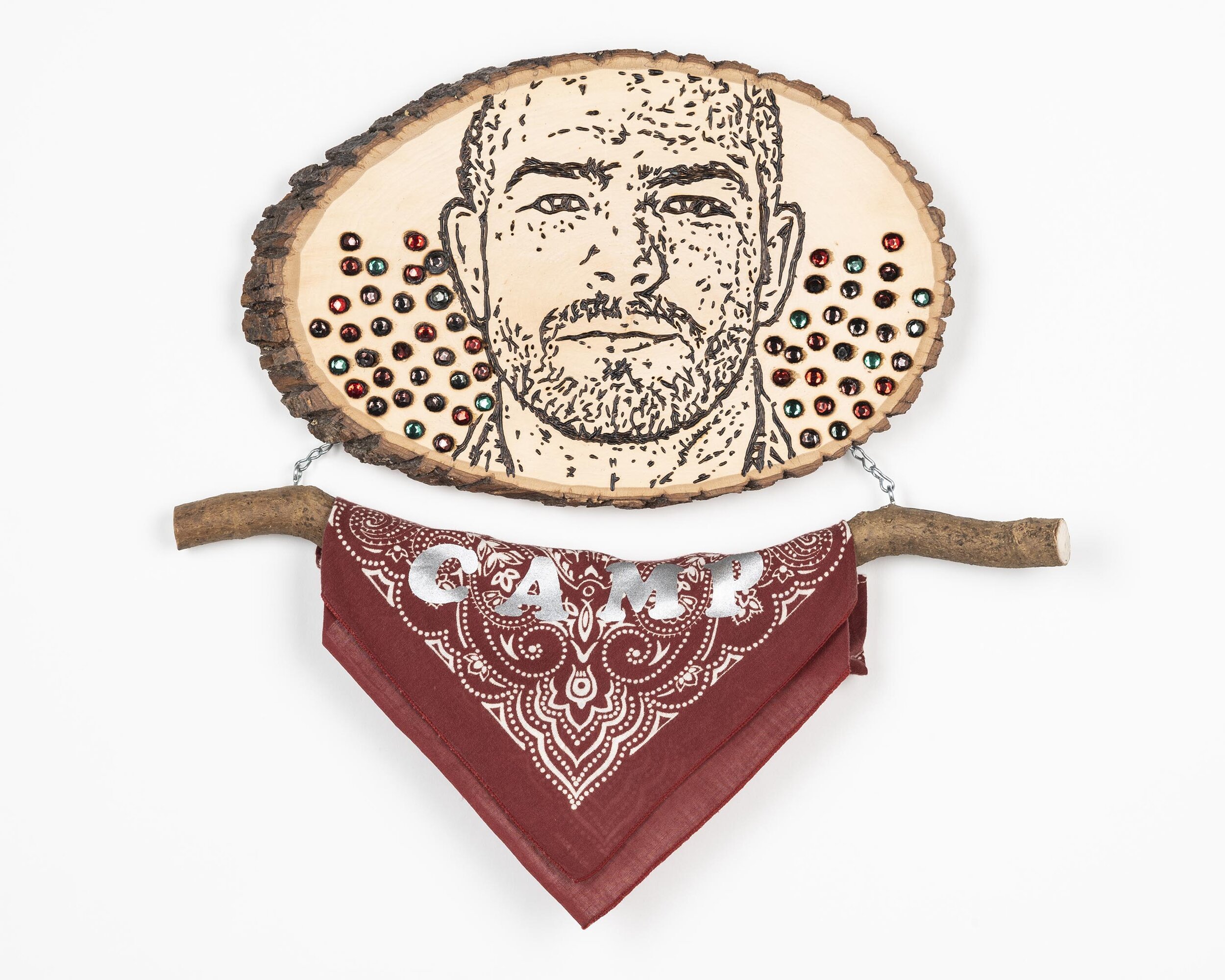 Tom Hill_Camp (2020). Mixed media construction with wood-burning. 18” x 18” .jpg