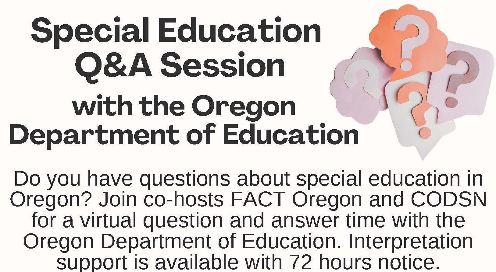 Q&A with ODE, CODSN, and FACT Oregon