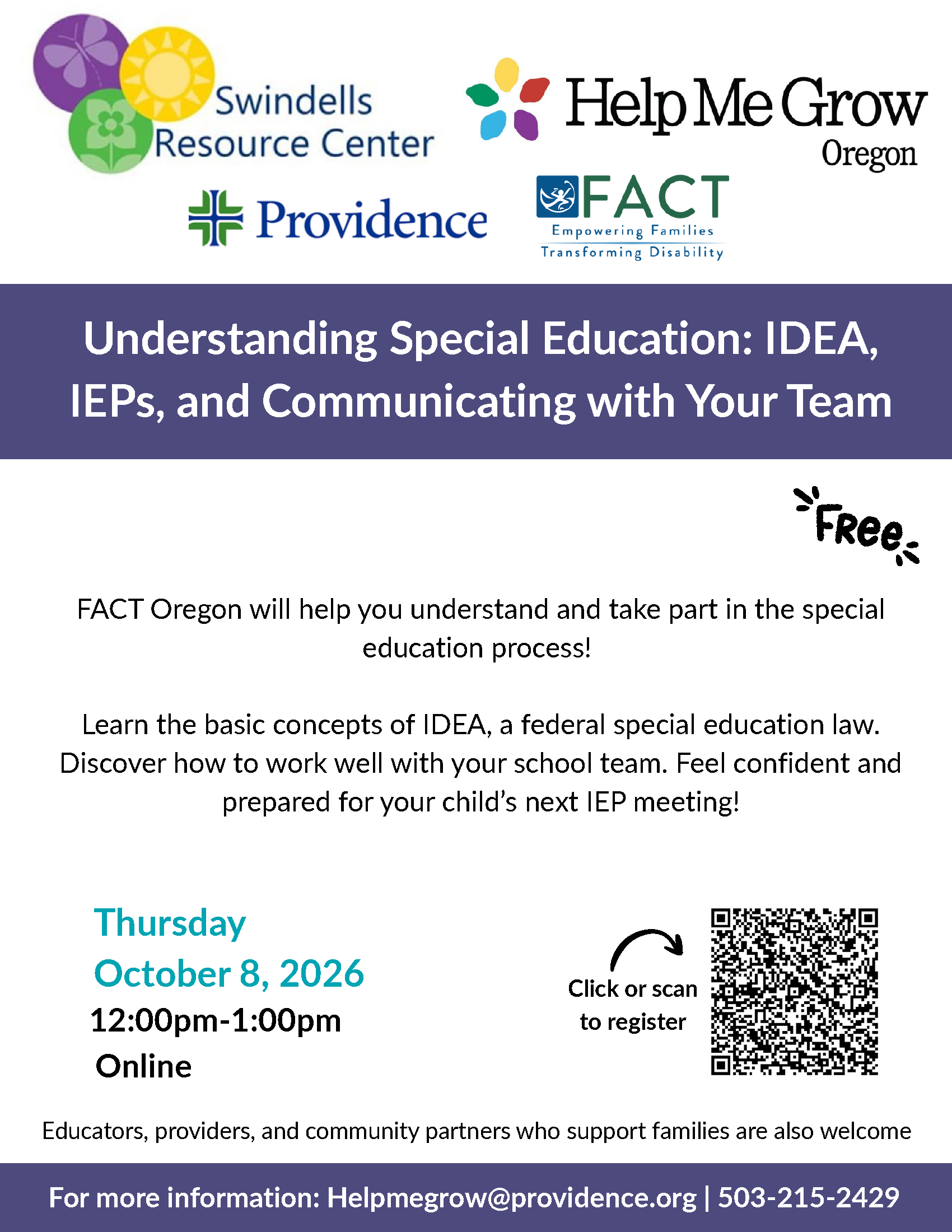 Event flyer - Understanding Special Education: IDEA, IEPs, and Communicating with Your Team