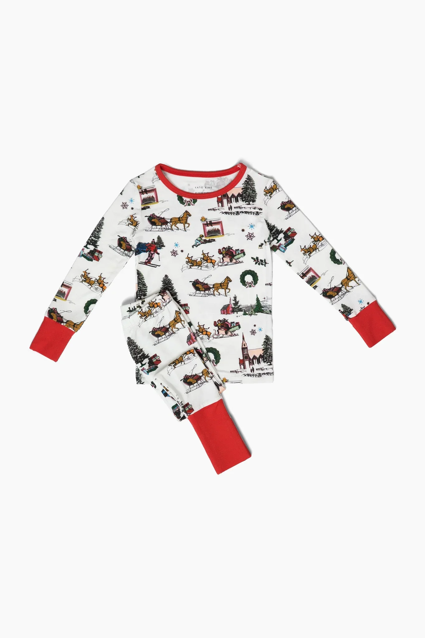 holiday-toile-kids-long-sleeve-pajama-set-pajama-set-katie-kime-1196974498.webp