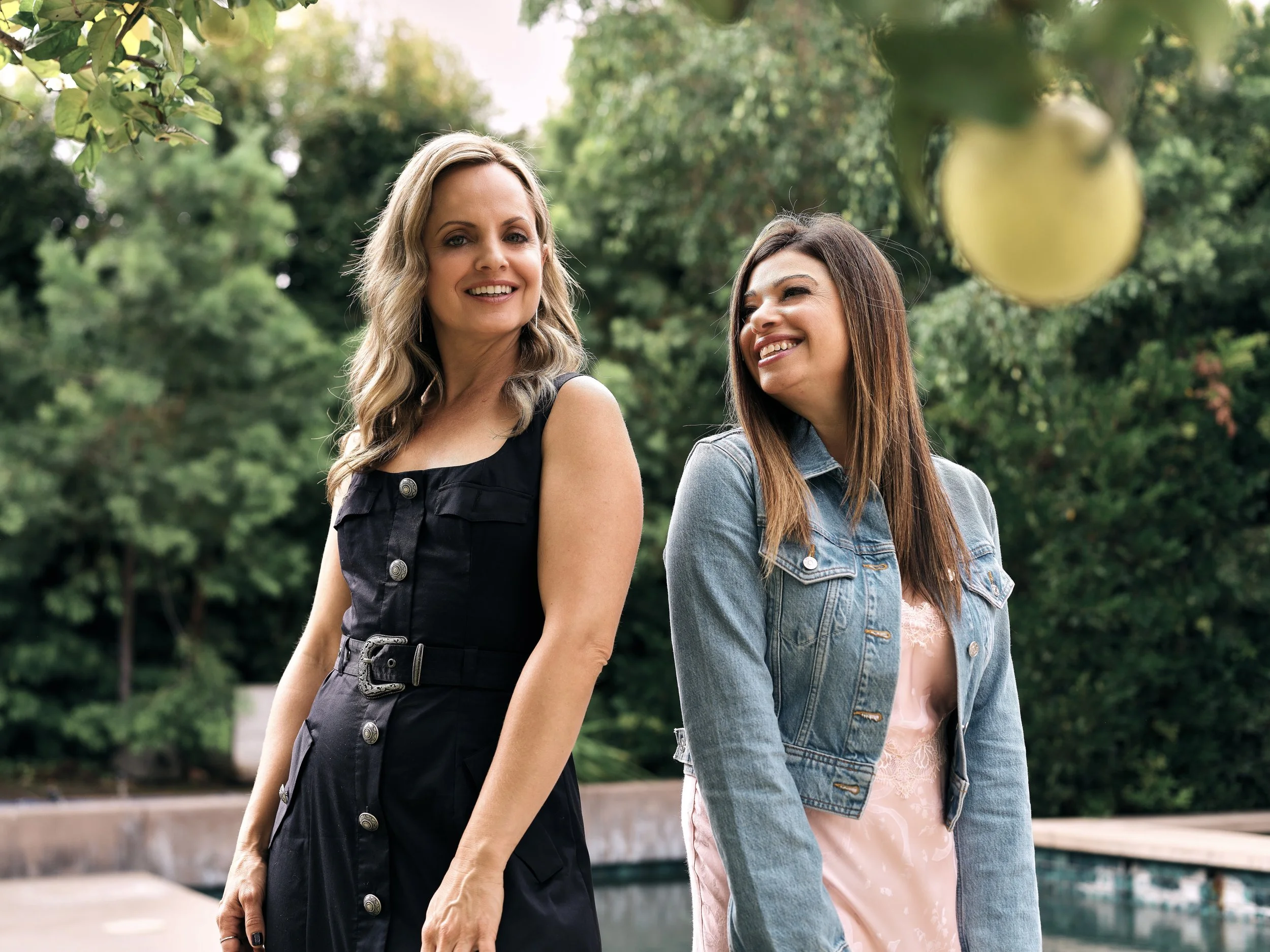 Mena Suvari and stylist Nola Singer pose at a private home in Los Angeles.
