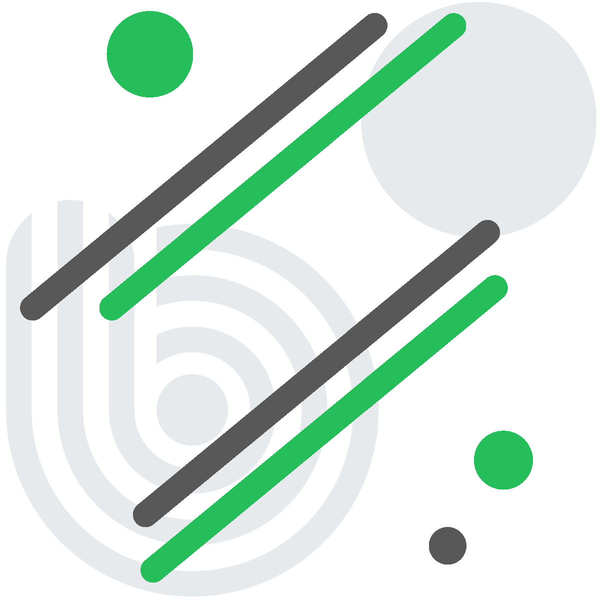 Abstract design with green and gray geometric shapes and lines