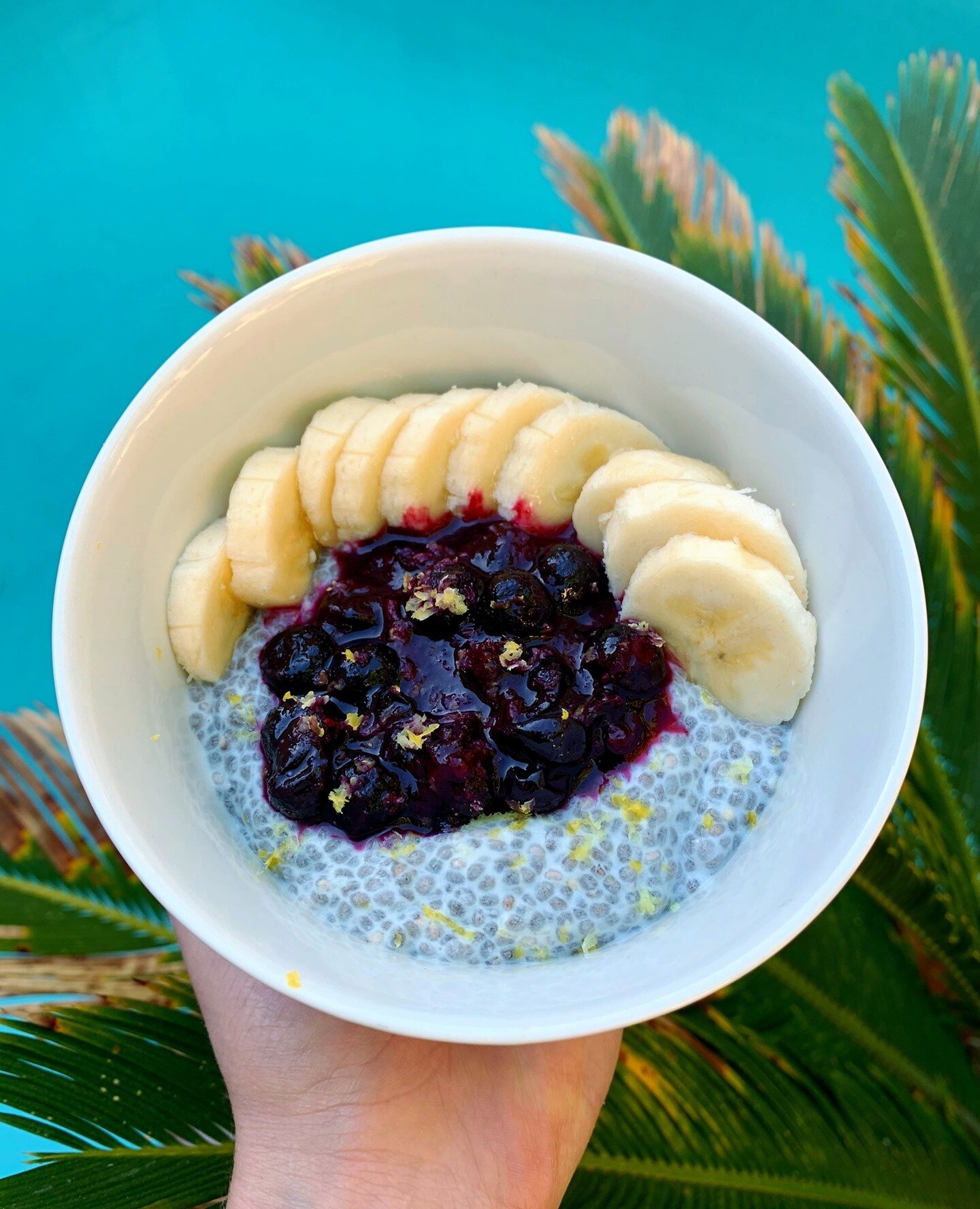 Lemon Coconut Chia Pudding with blueberry compote and chopped bananas. Recipe belowwww :) #eatsbylulu⁠
⁠
4 tablespoons chia pudding⁠
2 tablespoons plain coconut yogurt⁠
1 cup almond milk ⁠
1 tablespoon lemon zest⁠
⁠
- mix ingredients all together in 