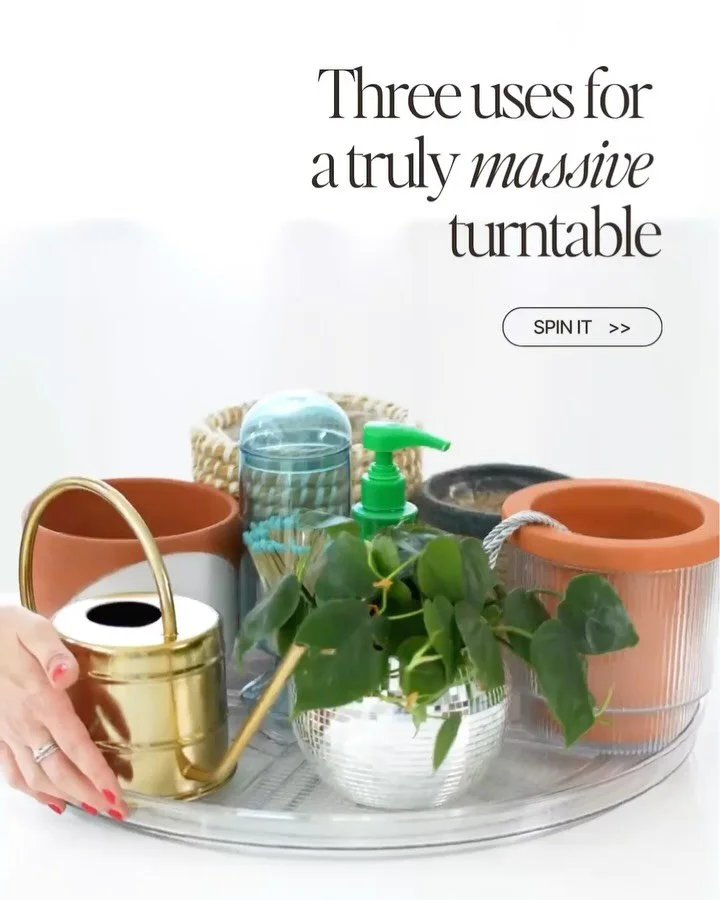 A 20&rdquo; turntable is always a crowd pleaser. Measure twice, DIYers. We buy several of these from @thecontainerstore at a time because we use them on so many projects. 

We store them upright in pan racks at inventory, and they look like little Fe