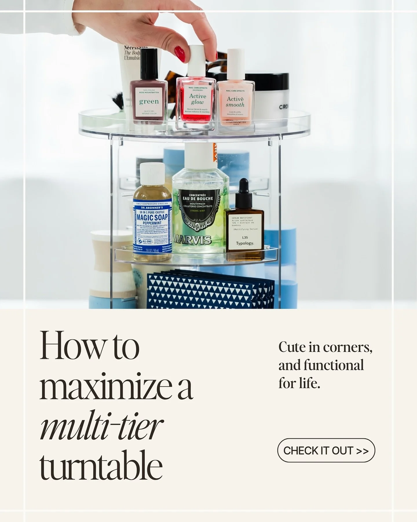 There are many turntable options in 2025, but this multitier one from @thecontainerstore has a special place in our inventory because of how customizable it is. Tinkering with the levels is actually really fun (well, maybe for a specific personality 