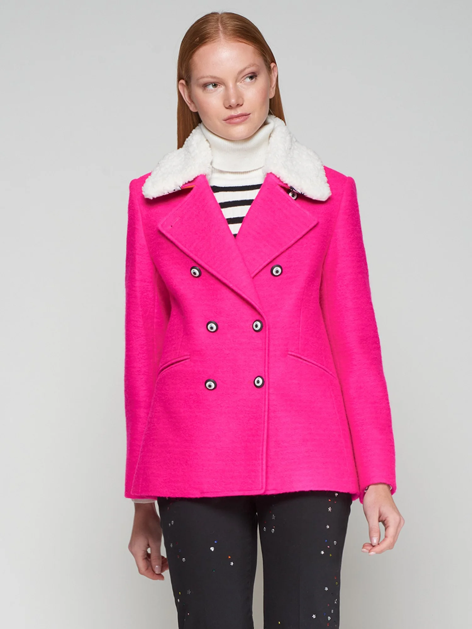 Hot Pink Pea Coat