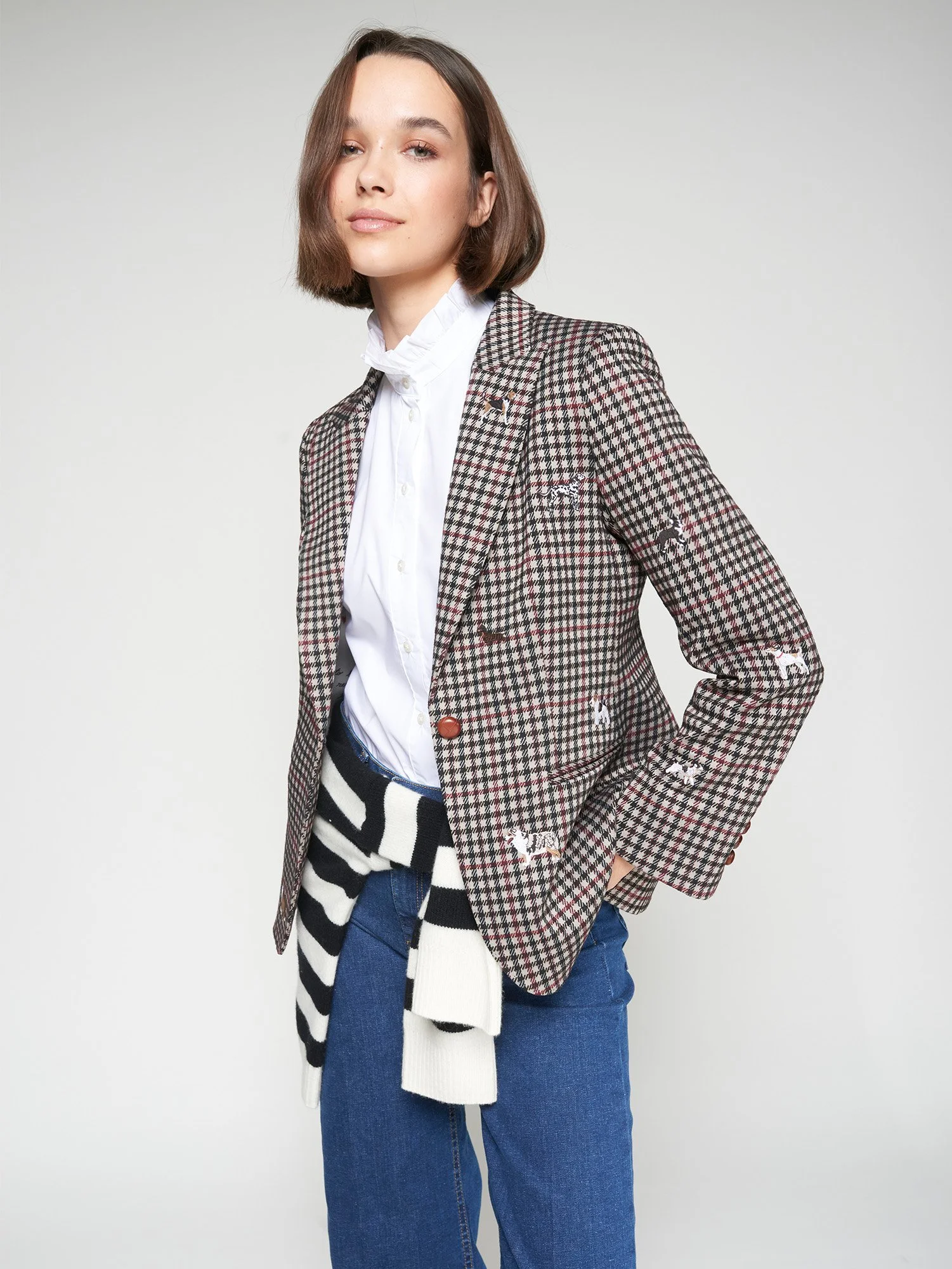 Check Jacket with Doggies