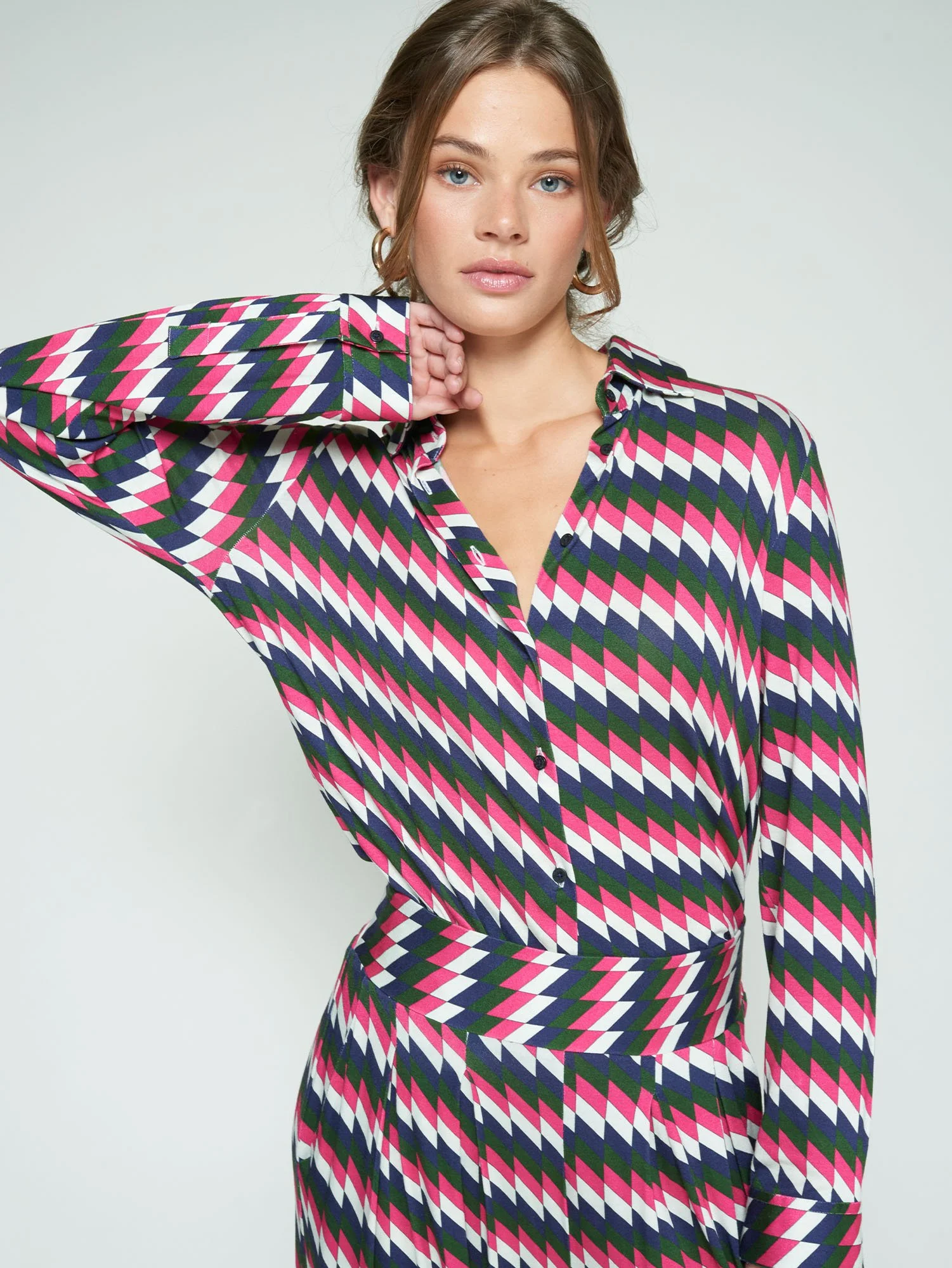 Mulit color Zig Zag print blouse from Vilagallo of Spain.