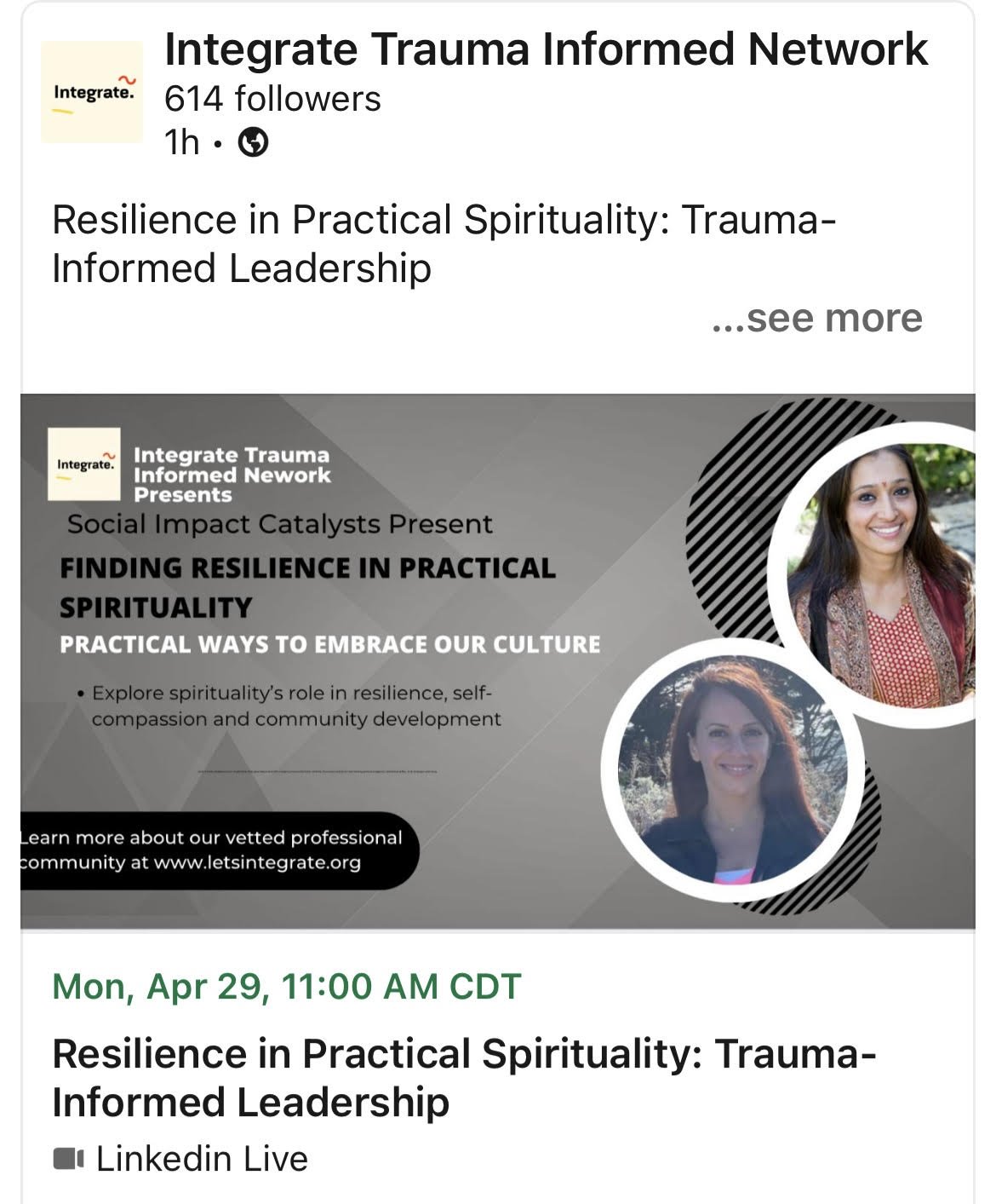 Video: Resilience in Practical Spirituality: Trauma Informed Leadership