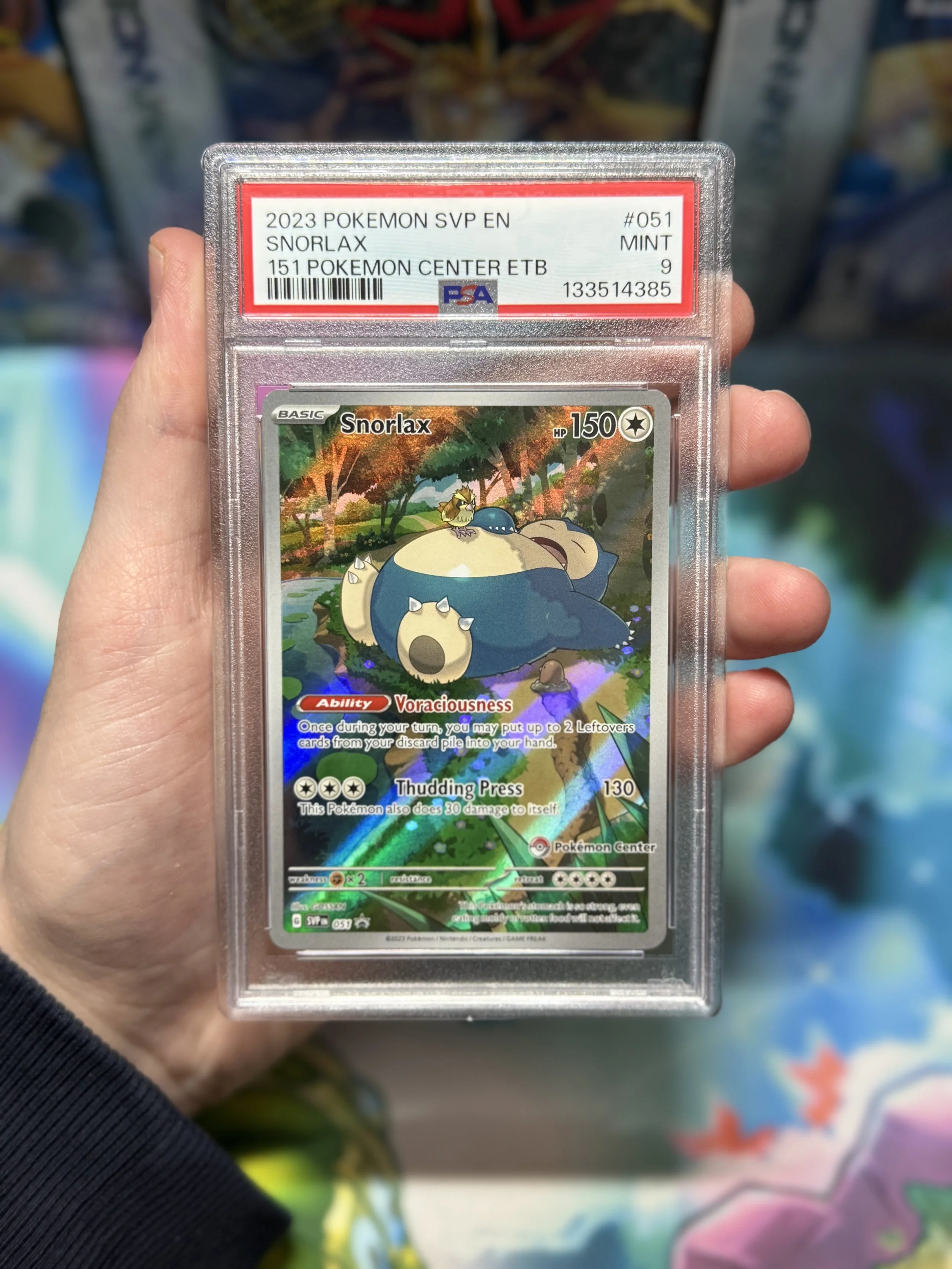 2023 POKEMON SVP EN-SV BLACK STAR PROMO 051 SNORLAX 151 POKEMON CENTER ELITE TRAINER BOX MINT 9
