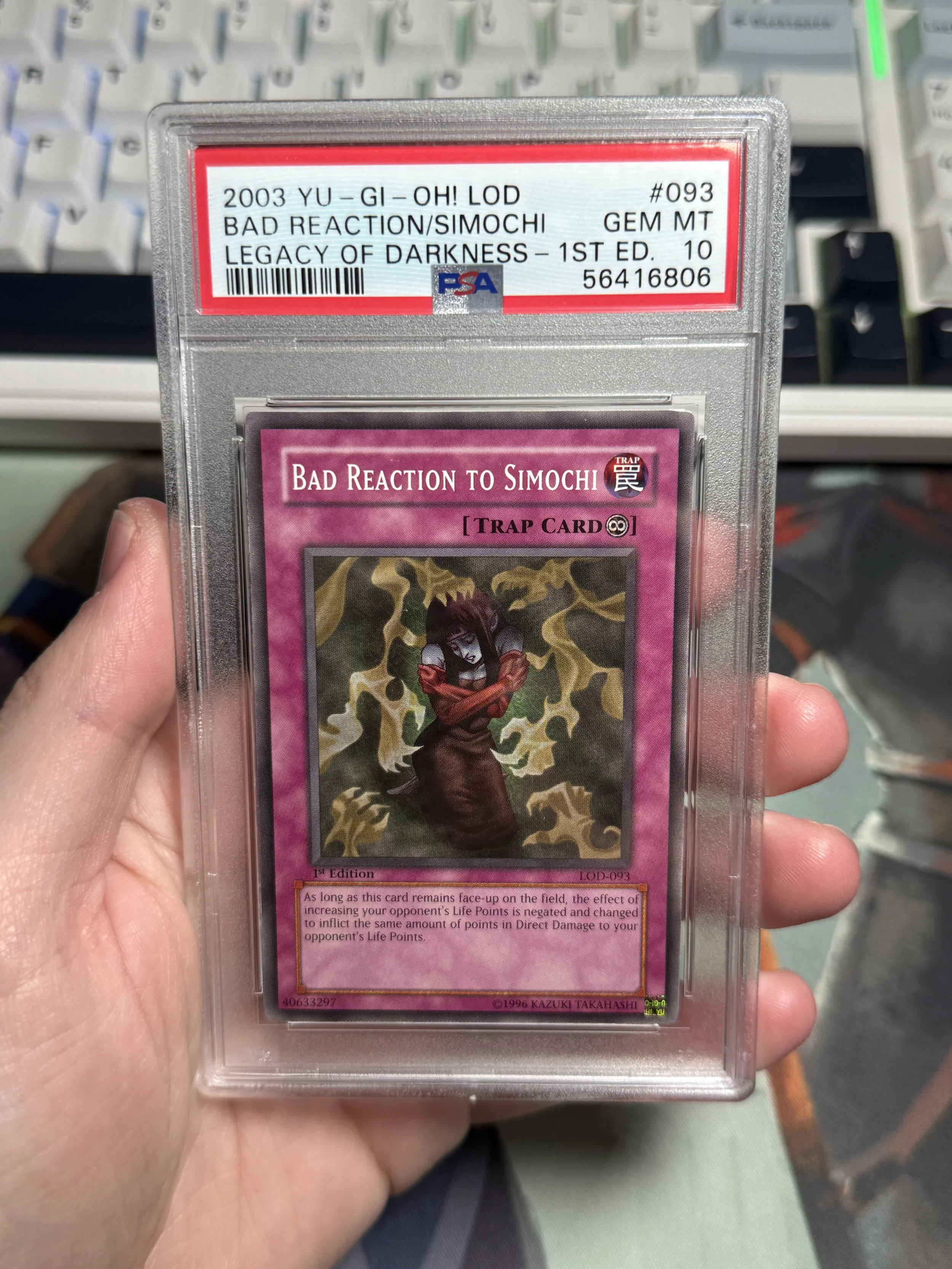 2003 YU-GI-OH! LOD-LEGACY OF DARKNESS 093 BAD REACTION TO SIMOCHI 1ST EDITION GEM MINT 10