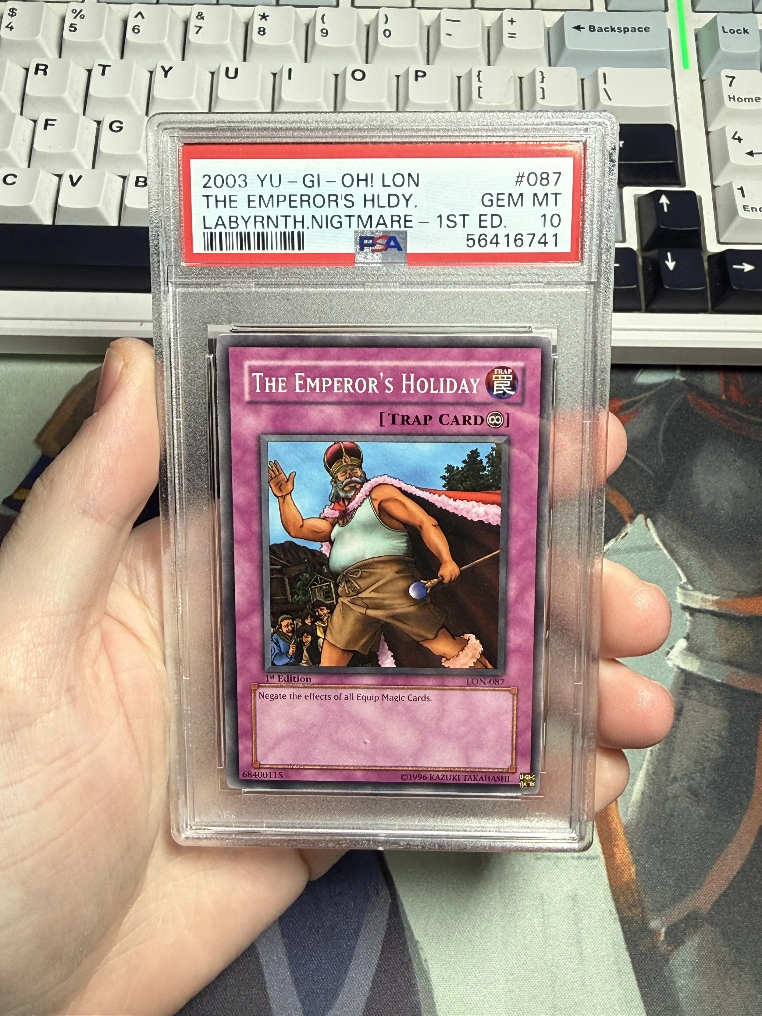 2003 YU-GI-OH! LON-LABYRINTH OF NIGHTMARE 087 THE EMPEROR'S HOLIDAY 1ST EDITION GEM MINT 10