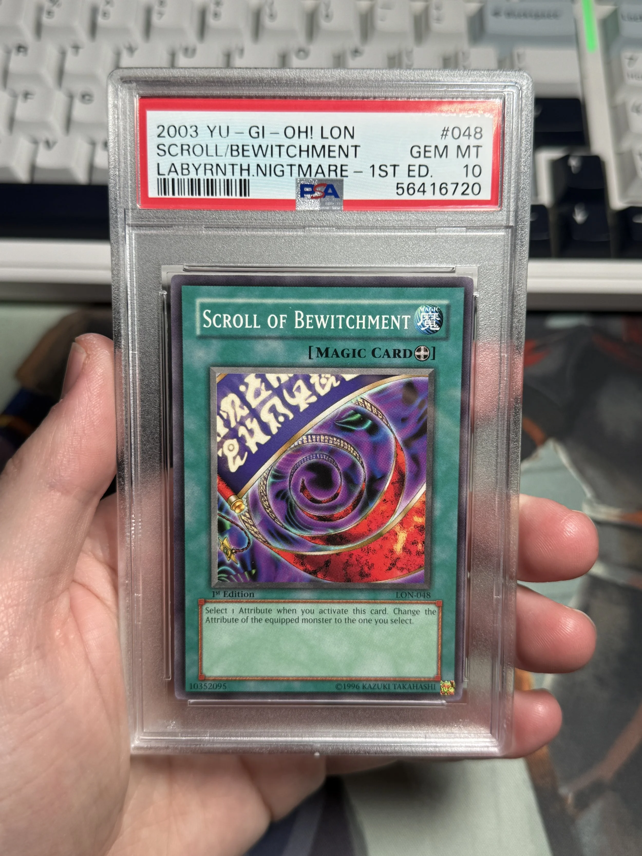 2003 YU-GI-OH! LON-LABYRINTH OF NIGHTMARE 048 SCROLL OF BEWITCHMENT 1ST EDITION GEM MINT 10