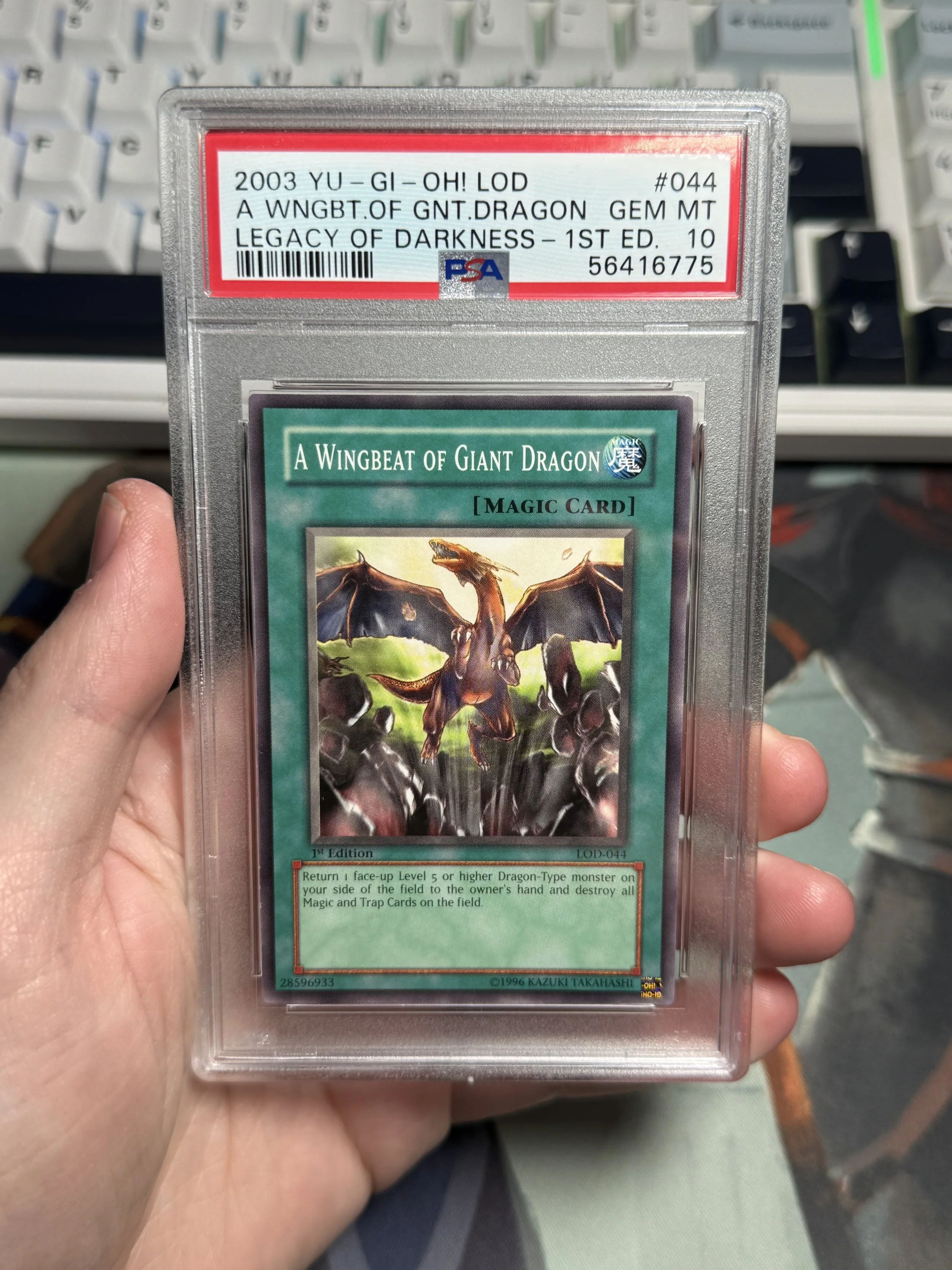 2003 YU-GI-OH! LOD-LEGACY OF DARKNESS 044 A WINGBEAT OF GIANT DRAGON 1ST EDITION GEM MINT 10