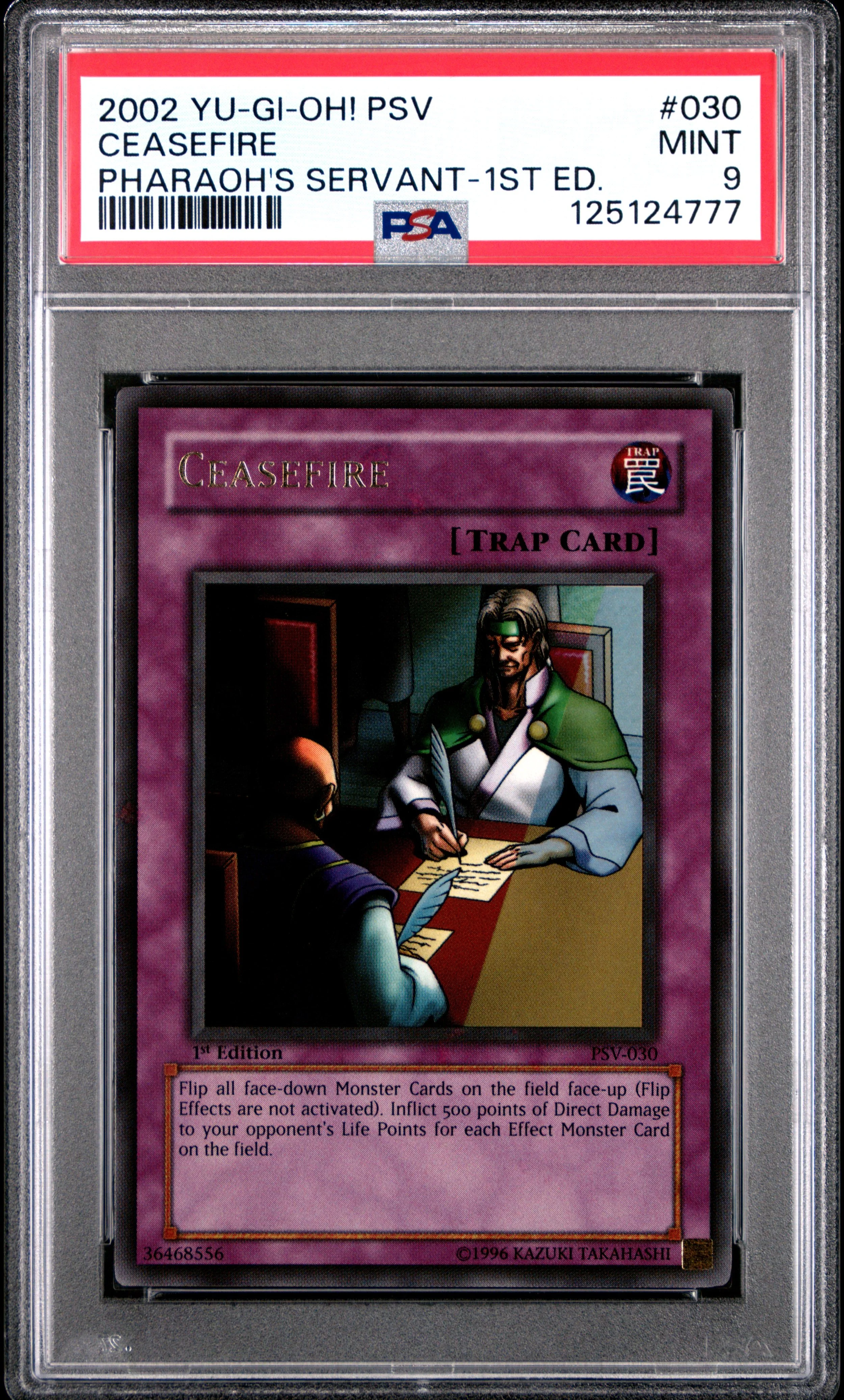 2002 YU-GI-OH! PSV-PHARAOH'S SERVANT 030 CEASEFIRE 1ST EDITION MINT 9